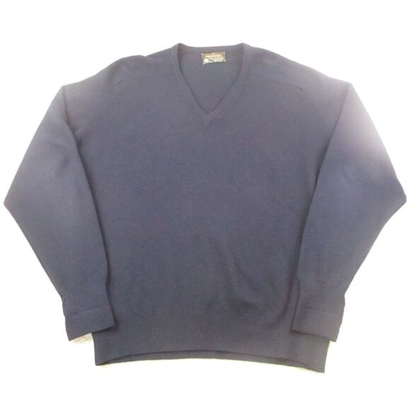 Vintage Puritan Aquaknit Sweater Mens‎ XL Two-Ply Lambswool Blue Pullover V-Neck - Picture 1 of 8